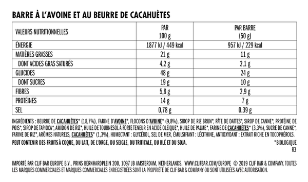 NUT BUTTER BAR - PEANUT BUTTER (12x50g)